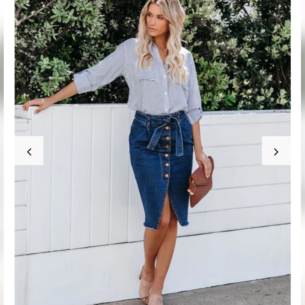 VICI denim pencil belt jeans skirt